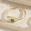 Vintage Style Simple Style Commute Devil's Eye Copper Enamel Plating Inlay Zircon 14k Gold Plated Open Rings