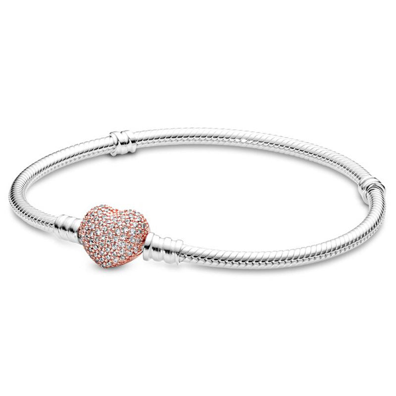 Sweet Heart Shape Copper Plating Inlay Zircon Bracelets