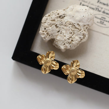 1 Pair Ig Style Flower Plating Stainless Steel 18k Gold Plated Ear Studs