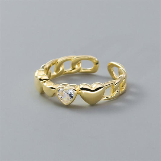 Sweet Heart Shape Copper Plating Silver Plated Rings