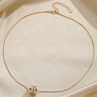 Elegant Simple Style Round Copper Plating Inlay Zircon 14k Gold Plated Necklace