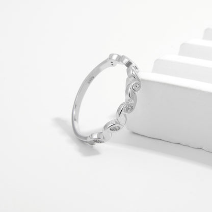 Elegant Simple Style Geometric Sterling Silver Plating Inlay Zircon White Gold Plated Rhodium Plated Rings