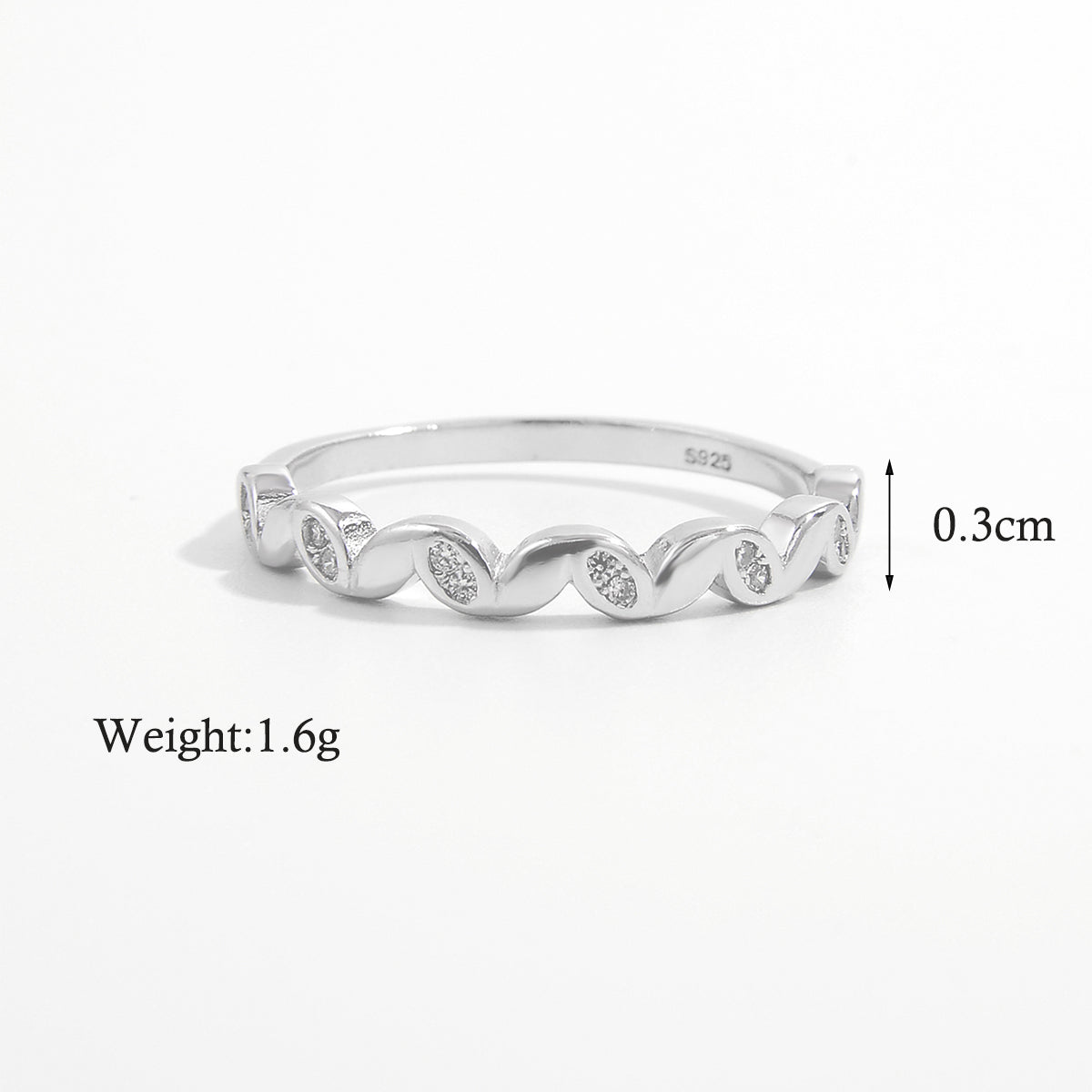 Elegant Simple Style Geometric Sterling Silver Plating Inlay Zircon White Gold Plated Rhodium Plated Rings