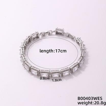 Casual Simple Style Geometric Copper Irregular Zircon Silver Plated Bracelets