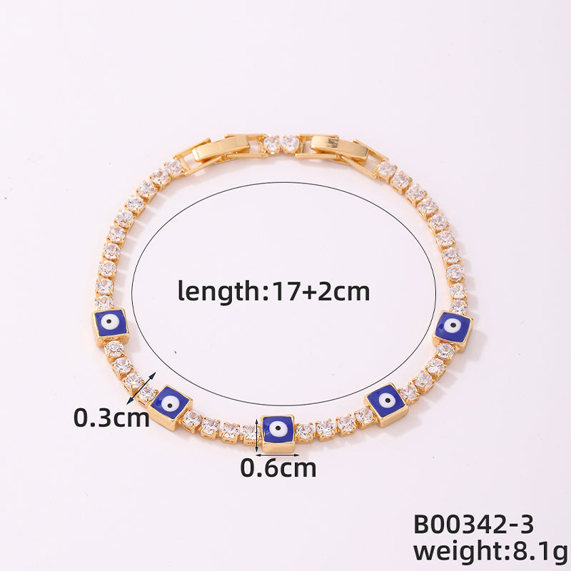 Casual Simple Style Classic Style Devil's Eye Heart Shape Copper Plating Inlay Zircon Gold Plated Silver Plated Bracelets