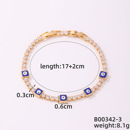 Casual Simple Style Classic Style Devil's Eye Heart Shape Copper Plating Inlay Zircon Gold Plated Silver Plated Bracelets