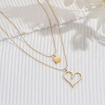 Modern Style Classic Style Cross Letter Heart Shape Stainless Steel Plating Hollow Out Inlay Zircon 14k Gold Plated Rose Gold Plated Necklace