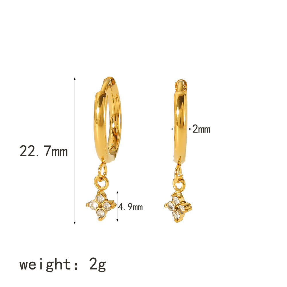 1 Pair Luxurious Simple Style Starfish Heart Shape Polishing Plating Inlay Stainless Steel Zircon 18k Gold Plated Drop Earrings