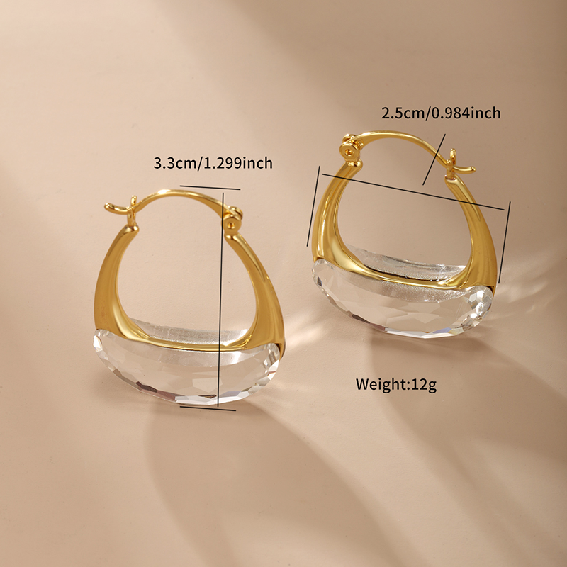 1 Pair Xuping Simple Style Geometric Plating Copper Alloy Artificial Gemstones Hoop Earrings
