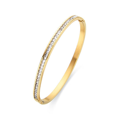 Simple Style Geometric Stainless Steel Plating Inlay Zircon Gold Plated Bangle