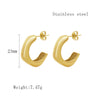 1 Pair Streetwear C Shape Plating Stainless Steel 18k Gold Plated Ear Studs