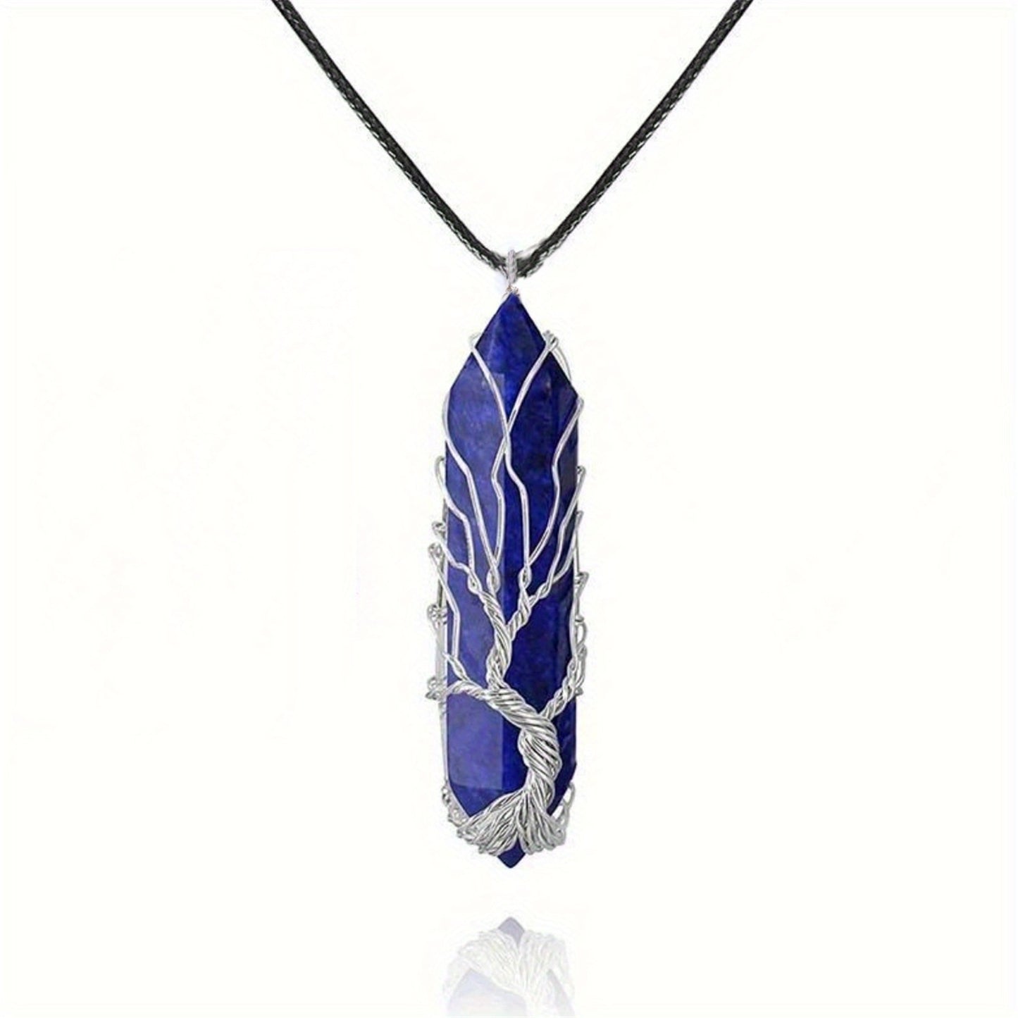 Retro Ethnic Style Geometric Stainless Steel Crystal Pendant Necklace