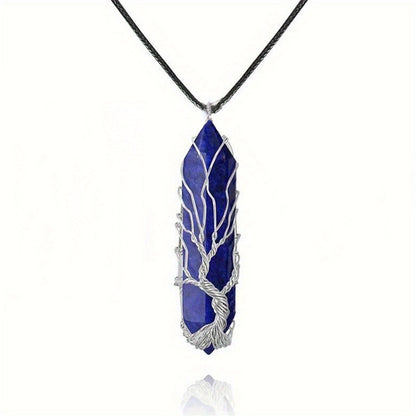 Retro Ethnic Style Geometric Stainless Steel Crystal Pendant Necklace