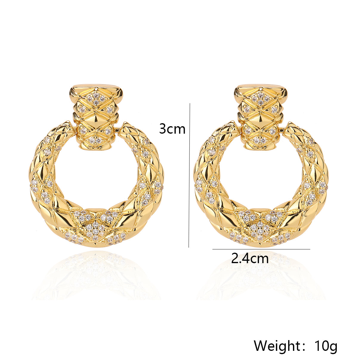 1 Pair Ig Style Glam Geometric Plating Inlay Copper Zircon 18k Gold Plated Drop Earrings