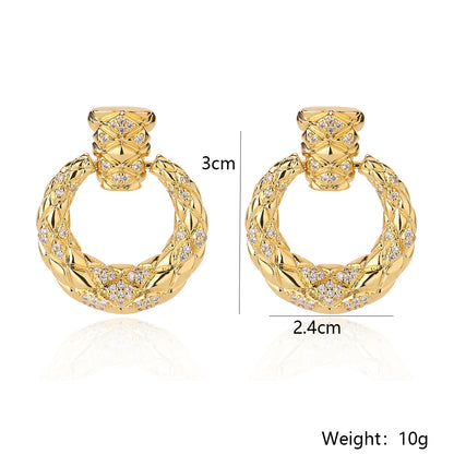 1 Pair Ig Style Glam Geometric Plating Inlay Copper Zircon 18k Gold Plated Drop Earrings