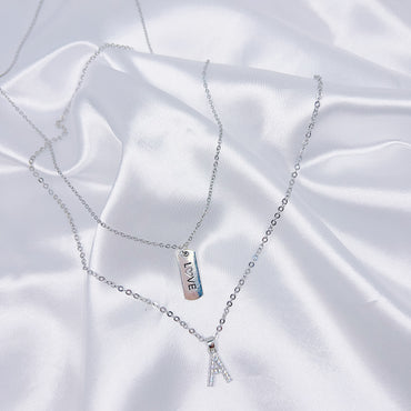 Simple Style Letter Copper Alloy Plating Inlay Zircon Silver Plated Women's Pendant Necklace