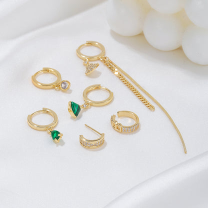 Wholesale Jewelry Cute Sweet Geometric Brass Zircon 18k Gold Plated Silver Plated Plating Inlay Drop Earrings