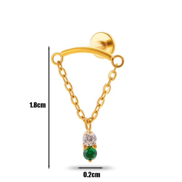 1 Piece Simple Style Geometric Plating Inlay Titanium Alloy Zircon 18k Gold Plated Ear Studs