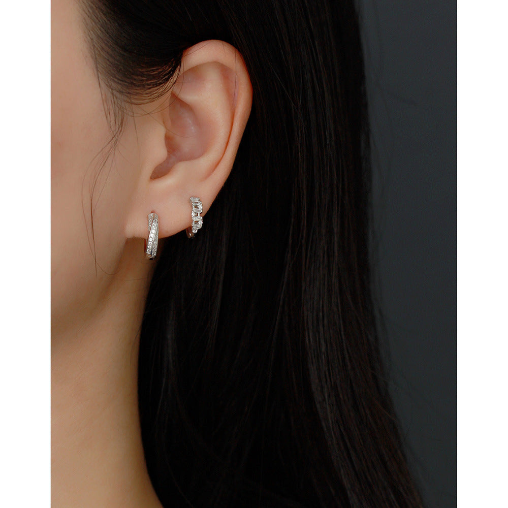 1 Pair Ig Style Geometric Plating Sterling Silver Huggie Earrings