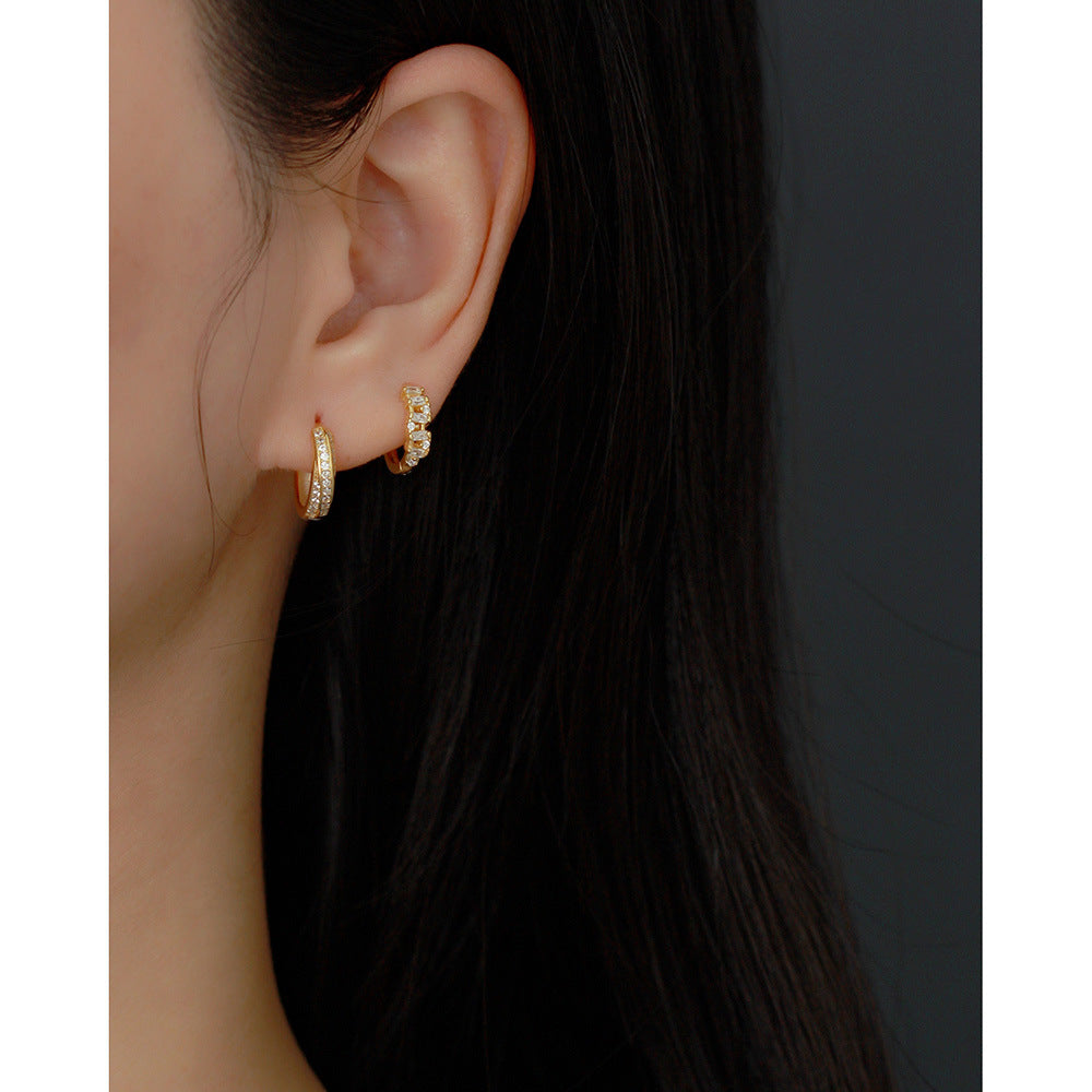 1 Pair Ig Style Geometric Plating Sterling Silver Huggie Earrings