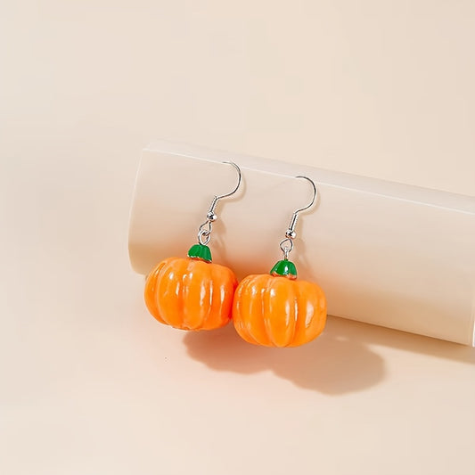 1 Pair Casual Cute Pumpkin Resin Drop Earrings