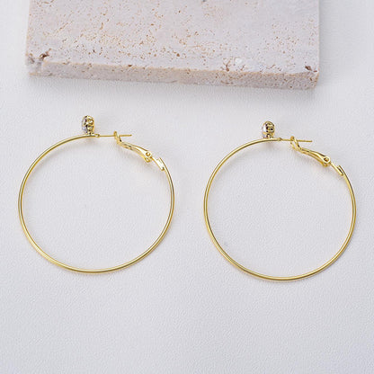 1 Pair Exaggerated Simple Style Circle Plating Inlay Alloy Zircon Hoop Earrings