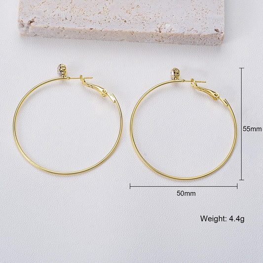 1 Pair Exaggerated Simple Style Circle Plating Inlay Alloy Zircon Hoop Earrings