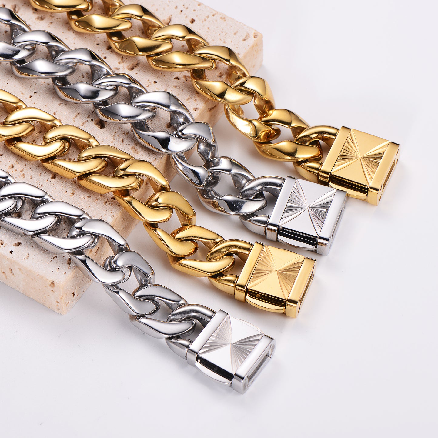 Hip-hop Punk Geometric Stainless Steel Plating 18k Gold Plated Bracelets