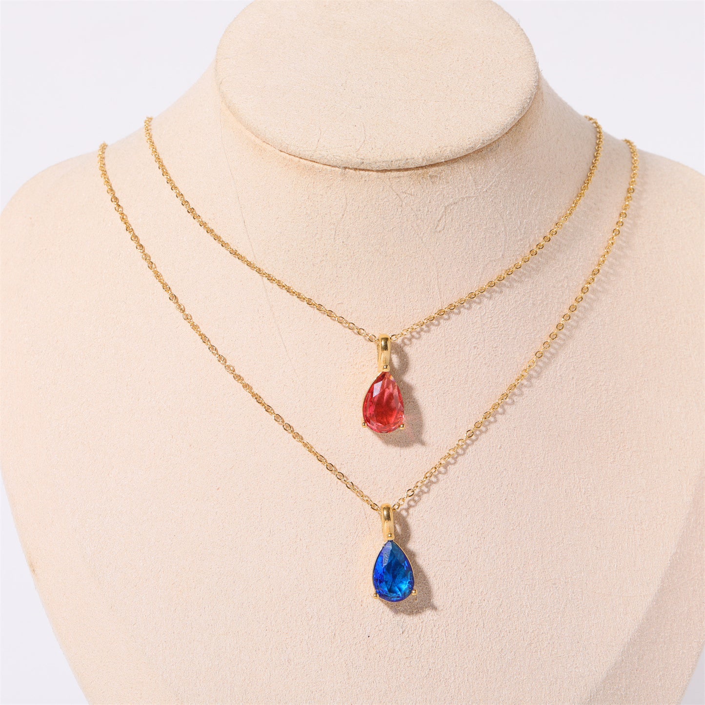 Simple Style Water Droplets Stainless Steel Plating Inlay Birthstone 14k Gold Plated Pendant Necklace
