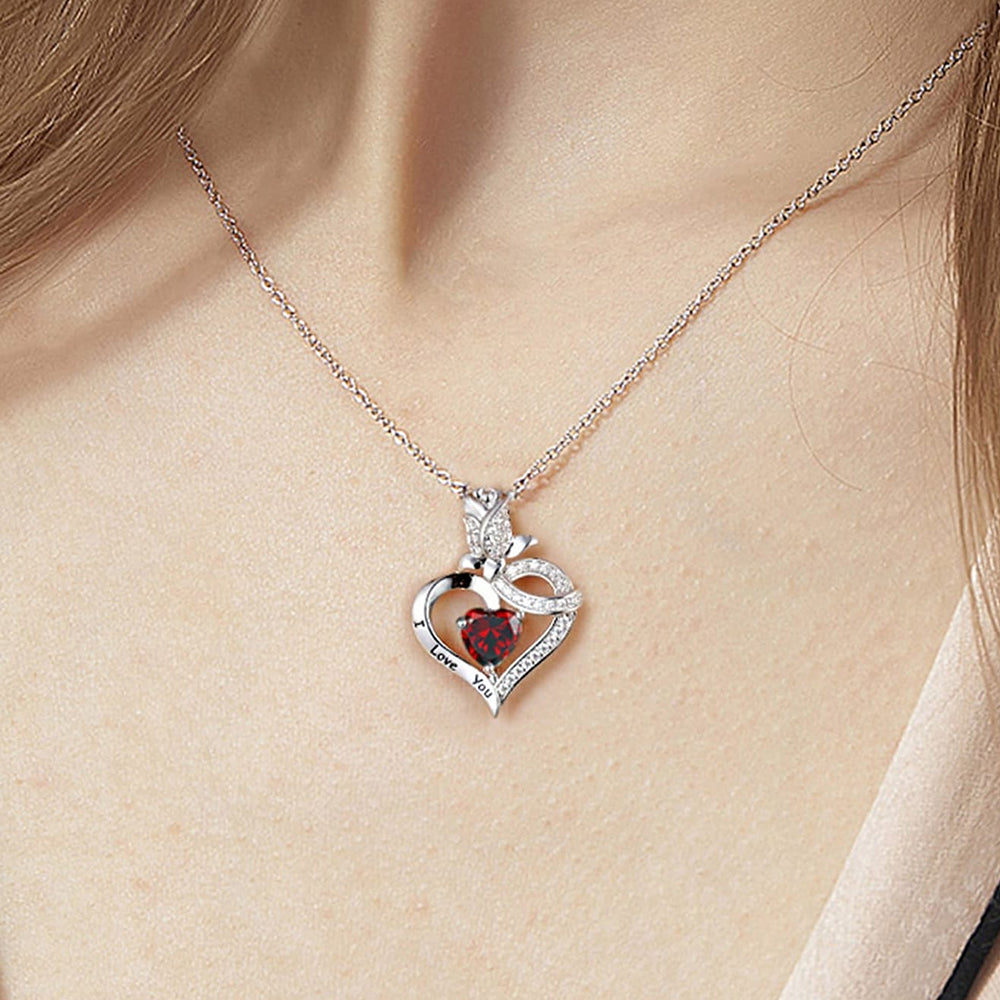 Elegant Simple Style Heart Shape Rose Copper Zircon White Gold Plated Pendant Necklace