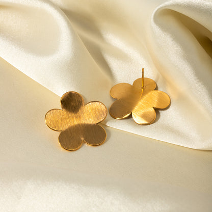 1 Pair Simple Style Flower Plating Stainless Steel 18k Gold Plated Ear Studs