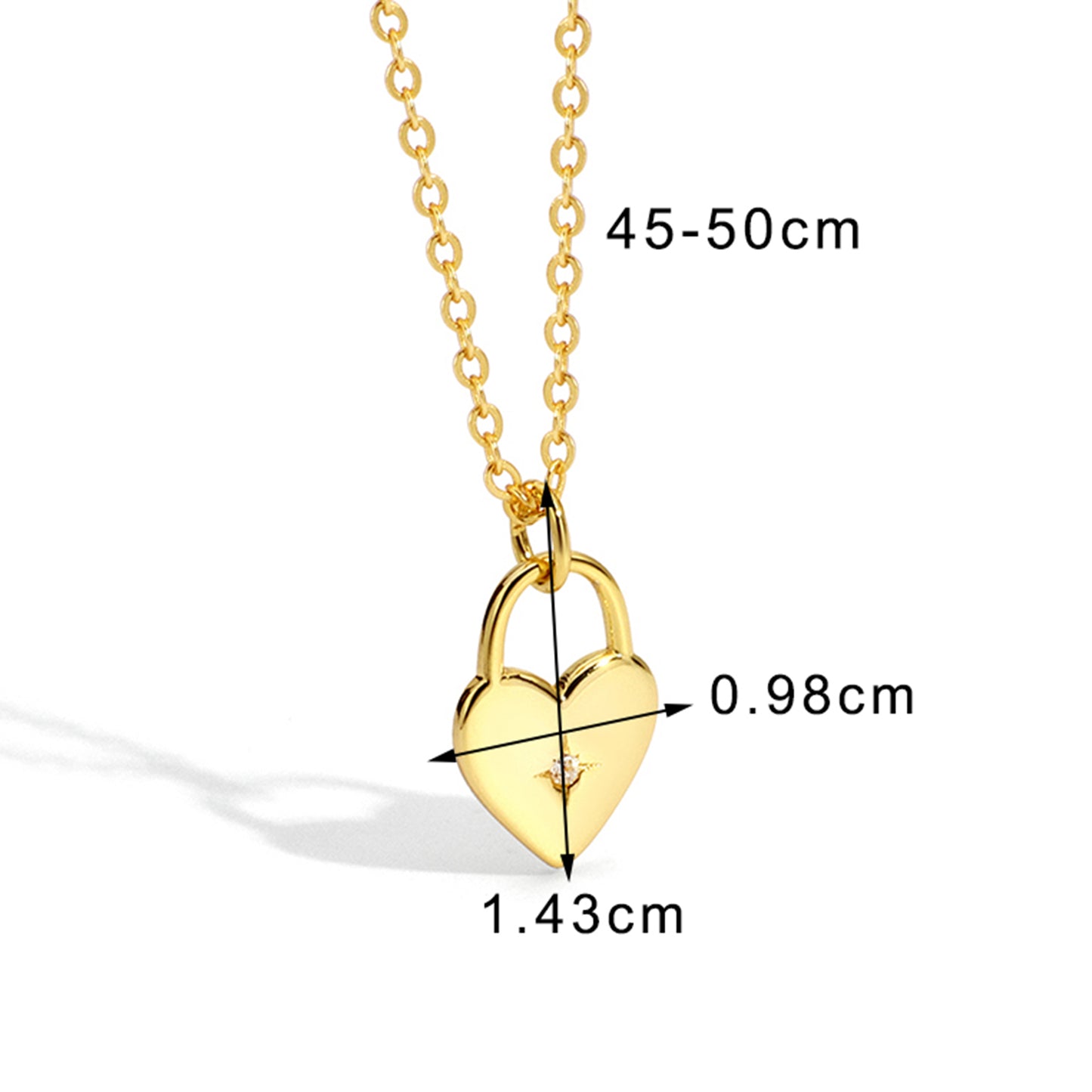 Streetwear Heart Shape Copper Plating Inlay Artificial Gemstones Zircon 18k Gold Plated Pendant Necklace