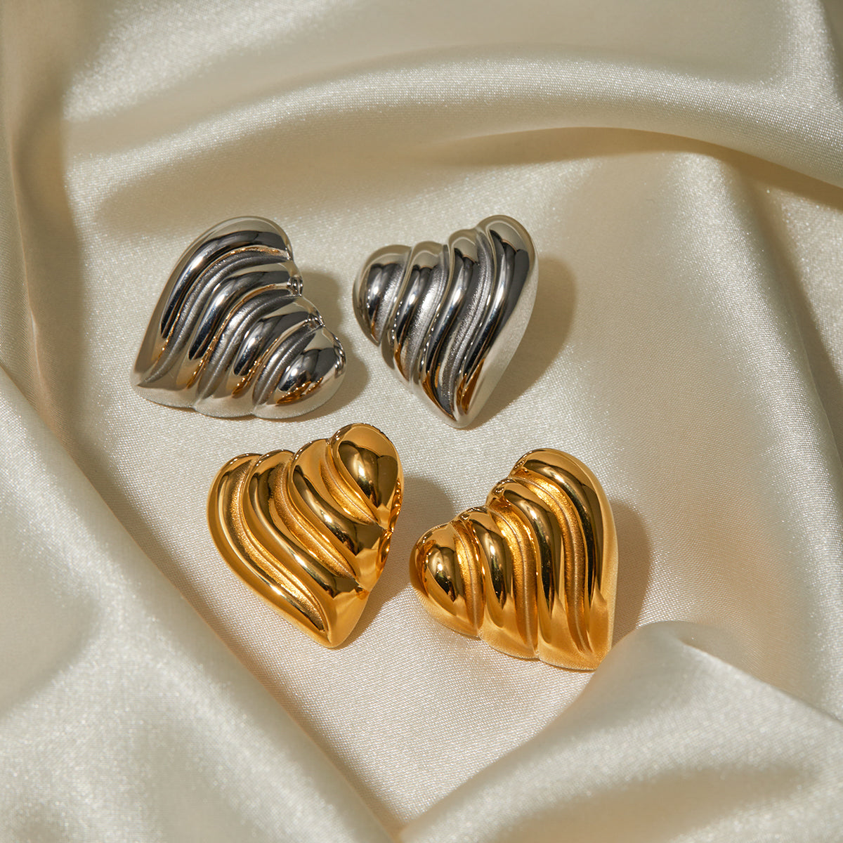 1 Pair Ig Style Heart Shape Plating Stainless Steel 18k Gold Plated Ear Studs