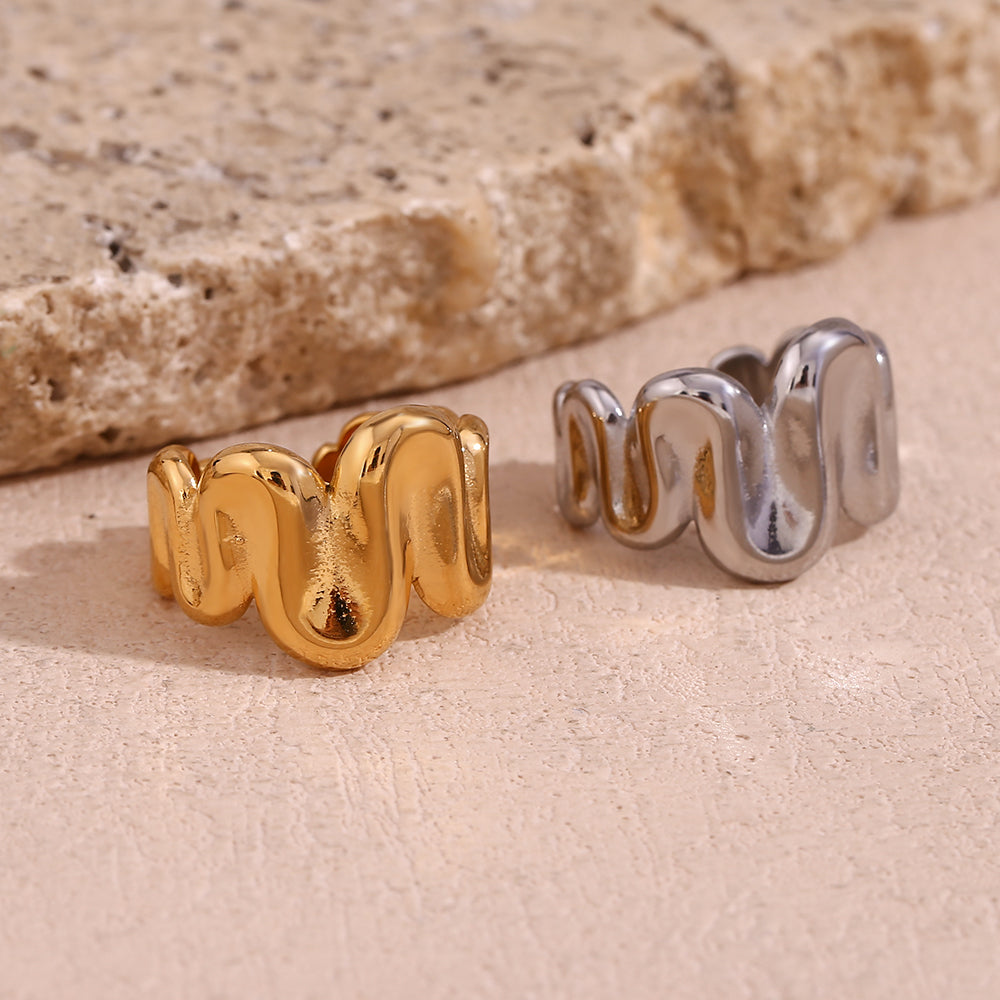 Simple Style Classic Style Irregular Stainless Steel Plating 18k Gold Plated Open Rings