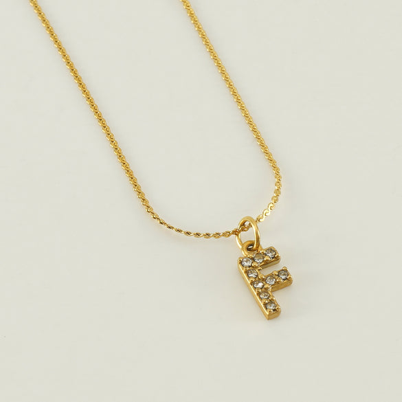 304 Stainless Steel 18K Gold Plated Simple Style Plating Letter Rhinestones Pendant Necklace