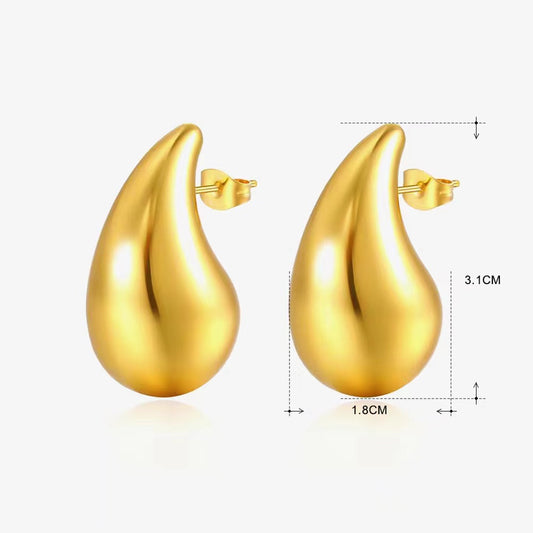 1 Pair Classic Style Water Droplets Plating Stainless Steel Titanium Steel 18k Gold Plated Gold Plated Silver Plated Ear Studs