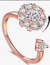 Fashion Flower Copper Plating Zircon Open Ring