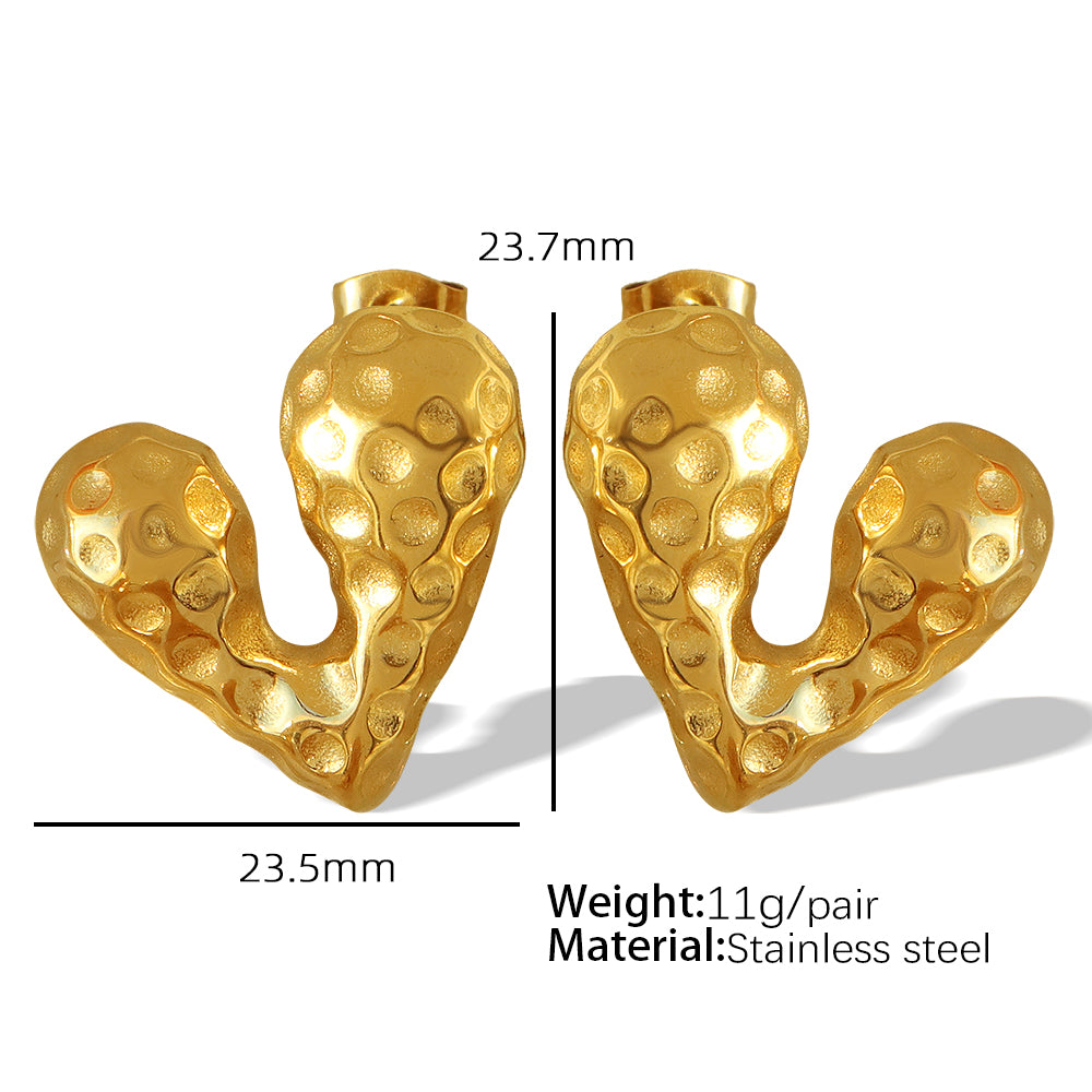 1 Pair Vintage Style Simple Style Water Droplets Heart Shape Plating Titanium Steel 18k Gold Plated Ear Studs