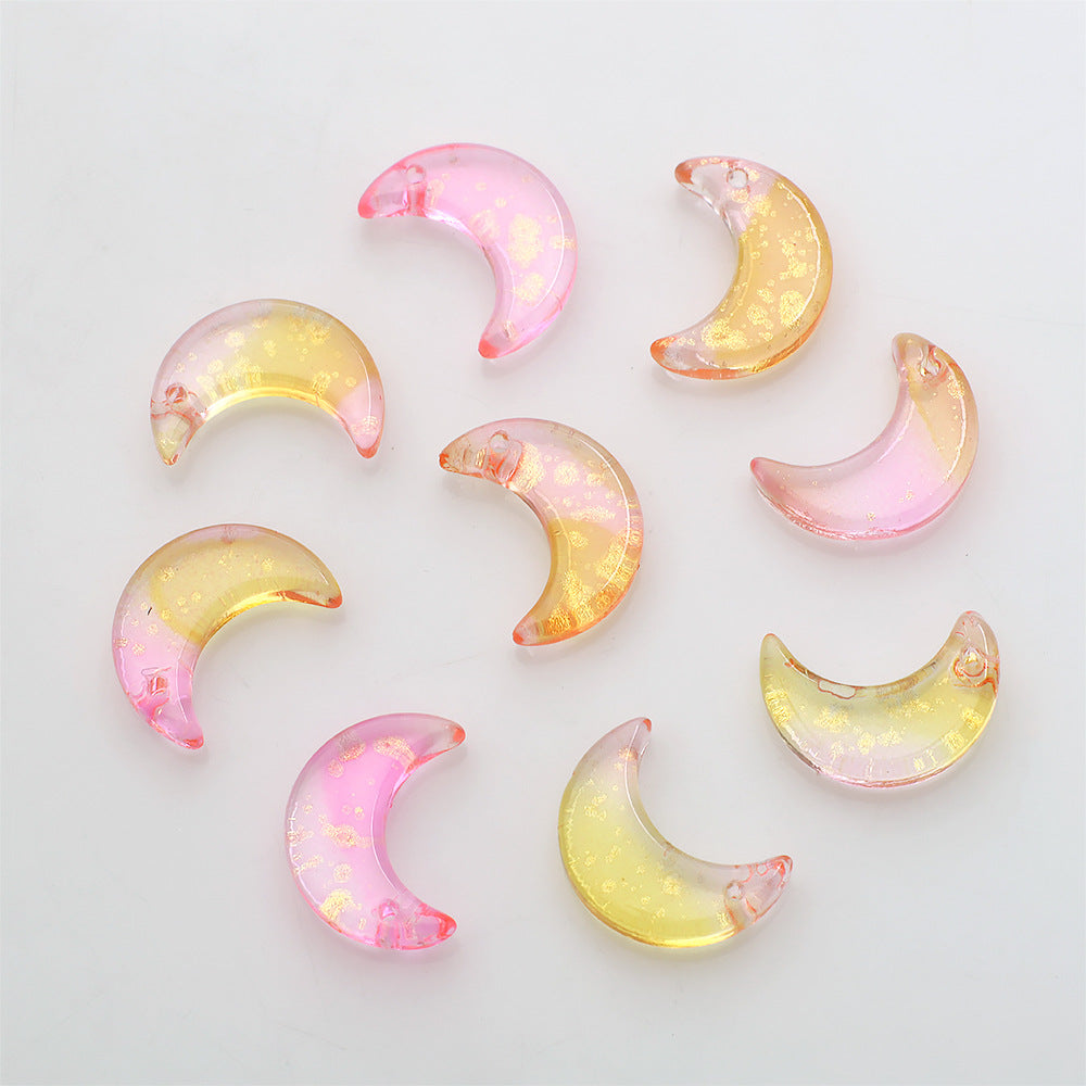 50 Pcs/package Simple Style Moon Glass Stoving Varnish Jewelry Accessories