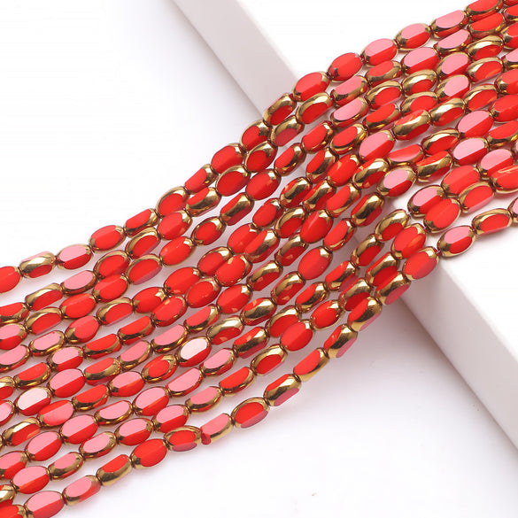 1 Set 4 * 6mm Glass Solid Color Beads