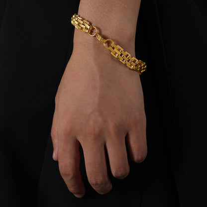 Hip-hop Cool Style Geometric Titanium Steel Plating 18k Gold Plated Unisex Bracelets