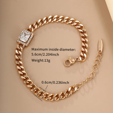 Glam Xuping Simple Style Square 18k Gold Plated Artificial Gemstones Copper Alloy Wholesale Bracelets