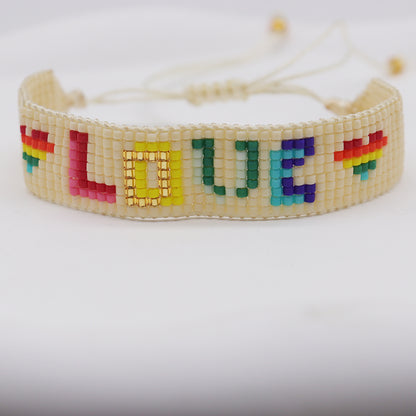 Bohemian Letter Heart Shape Glass Knitting Women's Bracelets