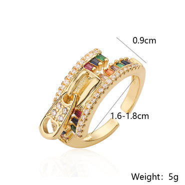 Wholesale Simple Style Commute Geometric Copper Inlay 18K Gold Plated Zircon Open Rings