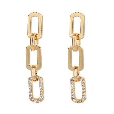 1 Pair Casual Simple Style Chain Copper Zircon White Gold Plated Drop Earrings