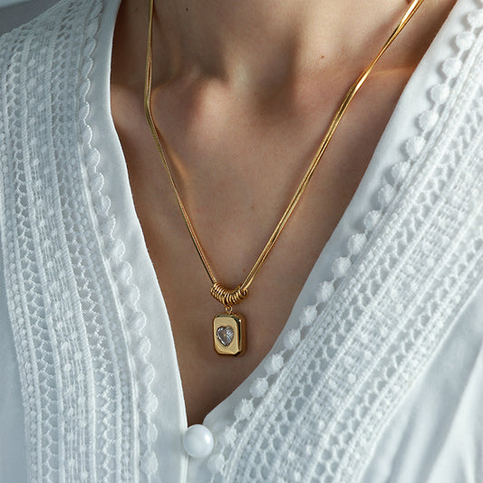 Vintage Style Simple Style Heart Shape Titanium Steel 18k Gold Plated Pendant Necklace