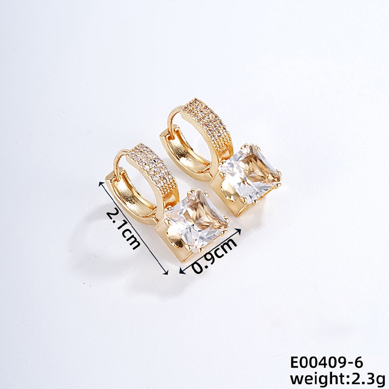 1 Pair Casual Classic Style Geometric Copper Zircon Drop Earrings