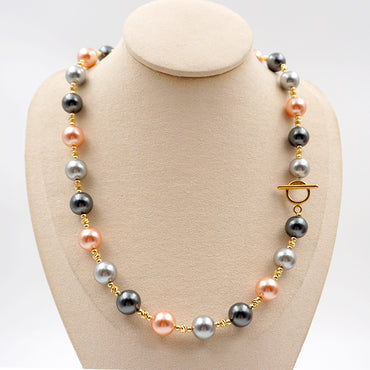 Elegant Glam Geometric Imitation Pearl Toggle Beaded Plating Gold Plated Women's Necklace