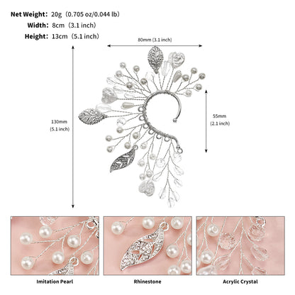 1 Piece Fairy Style Elegant Leaf Heart Shape Alloy Artificial Crystal Artificial Pearls Ear Cuffs
