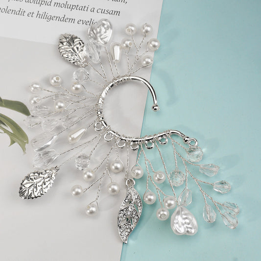 1 Piece Fairy Style Elegant Leaf Heart Shape Alloy Artificial Crystal Artificial Pearls Ear Cuffs